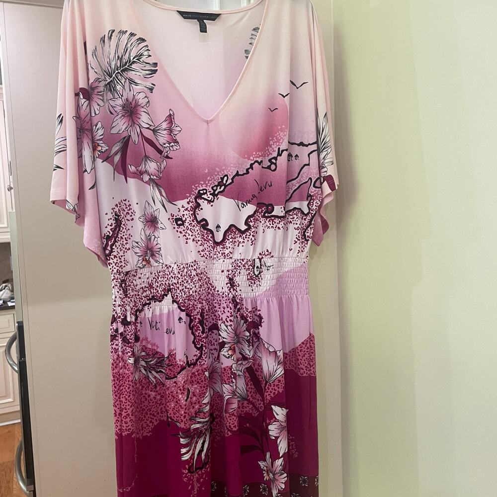 Women’s Medium White House Black Market Kimono Sleeve Smocked Waist Jersey Dress
